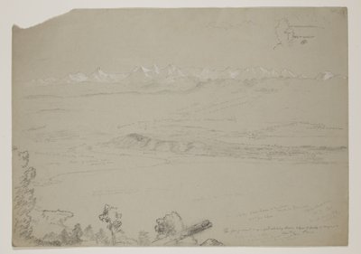 Yverdon-tó vagy Neuchatel-tó a Chaumont-hegyről, Svájc, 1841 (papíron gouache-val megerősített ceruza) alkotó: Thomas Cole