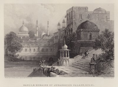 Baoli és a Jehanghir palota maradványai, Delhi (színes litho) alkotó: Thomas Colman (after) Dibdin