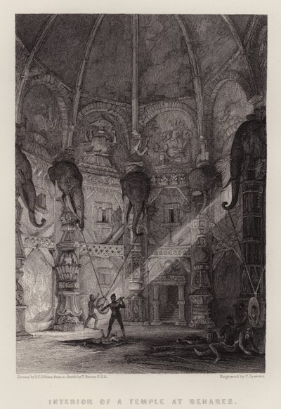 Benares-i templom belseje (színes litó) alkotó: Thomas Colman (after) Dibdin