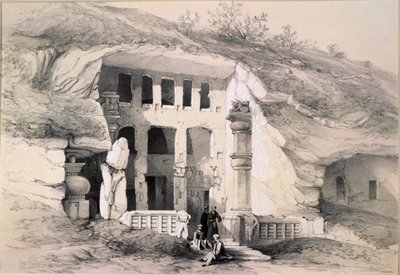 Kannari, a Nagy Chaitya-barlang külseje, 1845 alkotó: Thomas Colman Dibdin
