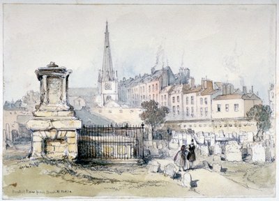 Kilátás a Bunhill Row-ra a Bunhill Fieldsből, Finsbury, Islington, London, 1860. alkotó: Thomas Colman Dibdin