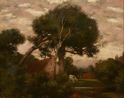 Vidéki táj marhaitatással (olaj, vászon) alkotó: Thomas Corson Morton