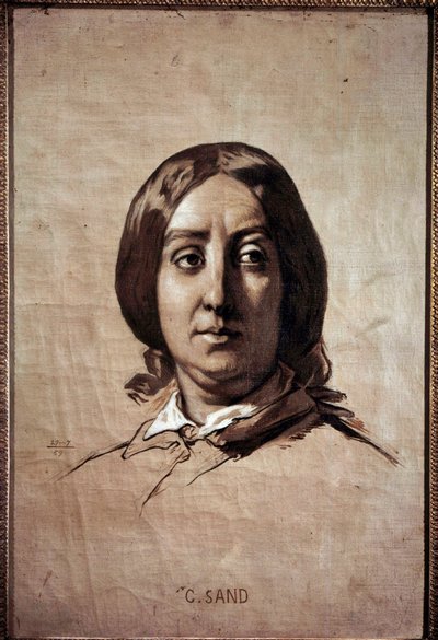 Georges Sand (1804-1876) portréja (Aurore Dupin, Baronne Dudevant) francia író Thomas Couture rajza (1815-1879) 1859 V. 0,61x0,4 m Versailles, vármúzeum alkotó: Thomas Couture
