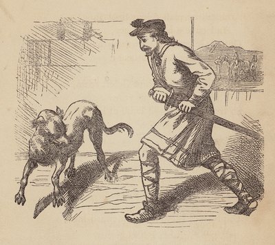 Llewellyn és kutyája (színes metszet) alkotó: Thomas Dalziel