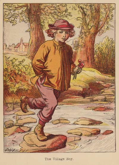 A falusi fiú (színes metszet) alkotó: Thomas Dalziel