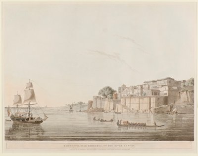Ramnagar, Benares közelében, a Gangesz folyón alkotó: Thomas Daniell