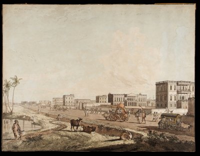 Az új épületek Chouringhee-ben a kalkuttai kilátásból, 1787 alkotó: Thomas Daniell