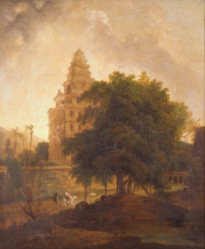 Utazók a Kalyan Mahal, Gingee, Tamil Nadu ösvényén alkotó: Thomas Daniell