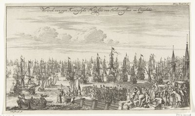 III. Vilmos Hellevoetsluisból indult Angliába, 1688 Hellevoetsluis Királyi Felsége távozása Anglia után (cím a tárgyon) alkotó: Thomas Doesburgh