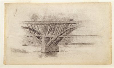A Girard Avenue-híd rajza / Egy evező hátoldalának vázlata alkotó: Thomas Eakins