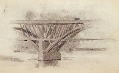 Rajz a Girard Avenue BridgeVerso Egy evező vázlatáról, c. 1871. alkotó: Thomas Eakins