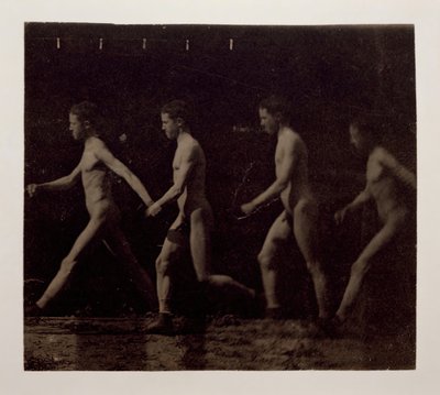 Marey Wheel fényképei azonosítatlan modellről, 1884. alkotó: Thomas Eakins