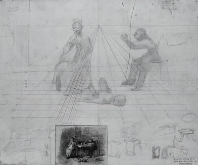 Cím nélküli perspektíva tanulmány illusztrációhoz a magazin történetéhez, Neelus Peeler úr feltételei alkotó: Thomas Eakins