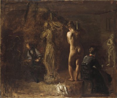 William Rush a Schuylkill folyó allegorikus alakját faragja, 1876 (olaj, vászon kompozíciós táblára rögzítve) alkotó: Thomas Eakins