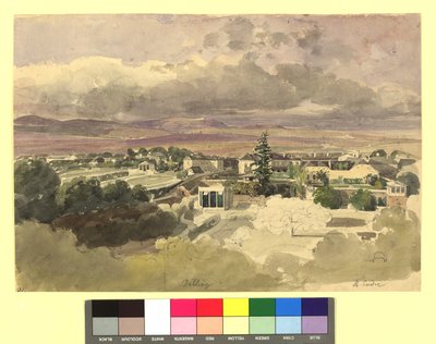 Ansicht von Döbling (?) in Richtung Kahlengebirge, Blick in die Silbergasse alkotó: Thomas Ender