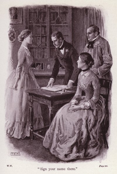 Illusztráció: The Woman In White, Wilkie Collins (litho) alkotó: Thomas Eyre Macklin