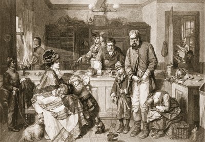 Kéztől szájig – Egyike volt azon keveseknek, akik nem koldultak, kocsma. 1879. alkotó: Thomas Faed