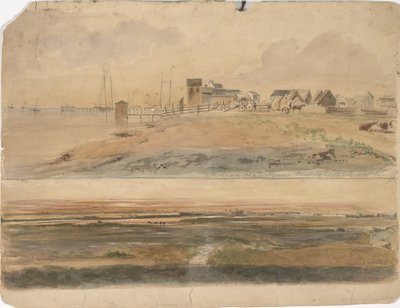 Indianola, Texas és Indianola Lavaca Pointtal a távolban, 1852. május 16. (akvarell papíron) alkotó: Thomas Flintoff