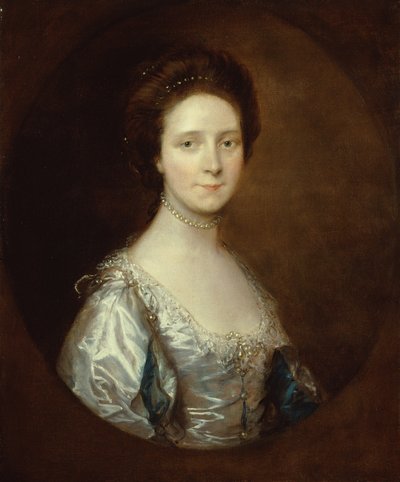 Elizabeth Parry fehér ruhát és kék szabdalt ujjakat visel (olaj, vászon) alkotó: Thomas Gainsborough