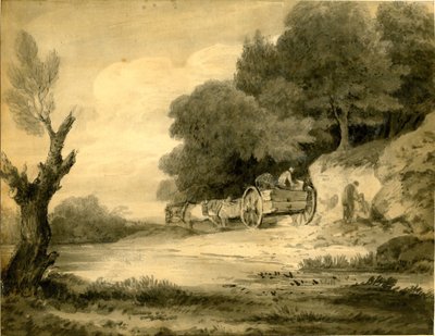 Figurák szekérrel az út szélén Thomas Gainsborough rajza alkotó: Thomas Gainsborough