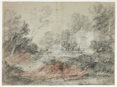 Táj épületekkel egy patak mellett alkotó: Thomas Gainsborough