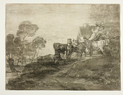Táj szarvasmarhákkal egy kunyhó mellett alkotó: Thomas Gainsborough