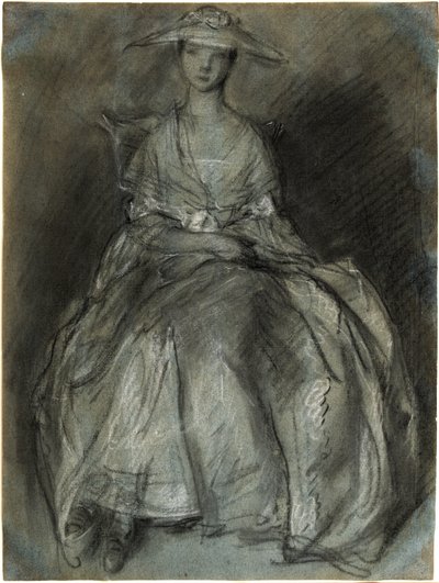 Ülő nő tanulmánya (recto); padon ülő kislány tanulmánya (verso) alkotó: Thomas Gainsborough