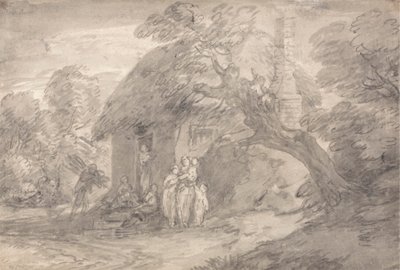 Erdős táj alakokkal a ház ajtaján kívül alkotó: Thomas Gainsborough