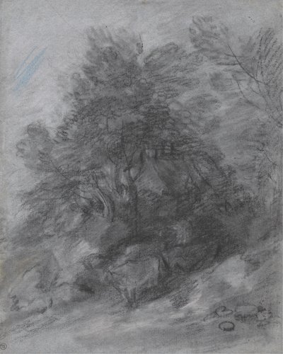 Erdős táj pásztorral, tehenekkel és kunyhóval alkotó: Thomas Gainsborough