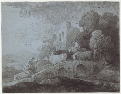 Erdős táj marhákat hajtó pásztorral (rézkarc papírra) alkotó: Thomas Gainsborough