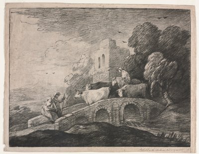 Erdős táj pásztorokkal, akik marhát hajtanak alkotó: Thomas Gainsborough