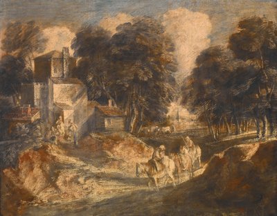 Waldlandschaft mit berittenen Bauern alkotó: Thomas Gainsborough