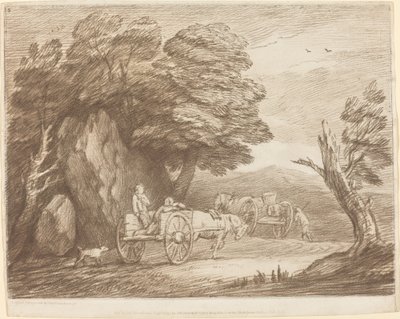 Erdős táj két ország kocsival és figurákkal alkotó: Thomas Gainsborough