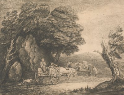 Erdős táj két ország kocsival és figurákkal alkotó: Thomas Gainsborough