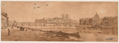 Válogatás a húsz legfestőibb párizsi kilátásból: kilátás a Pont Neuf-ra, a Louvre része, a Notre Dame és a Négy Nemzet Kollégiuma alkotó: Thomas Girtin