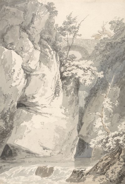 A Lago di Como partján, 1796 körül (papíron grafitos mosás) alkotó: Thomas Girtin