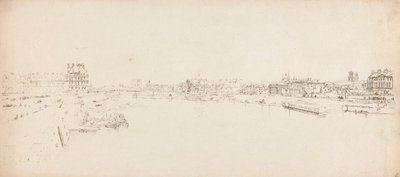 Kilátás a Tuileriákra és a hídra a Pont de la Concorde-ról alkotó: Thomas Girtin