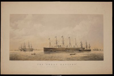 A Great Eastern, elhagyja Sheerness-t az atlanti távírókábellel a fedélzeten 1866. június (litográfia, színezett) alkotó: Thomas Goldsworth Dutton