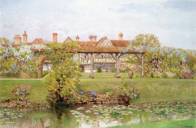 Great Tangley Manor, Surrey, a Liliom tóval és fedett sétával alkotó: Thomas H. Hunn