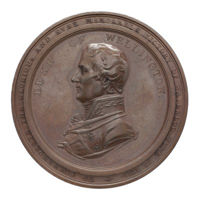 Érem Wellington és Blücher emlékére Waterlooban, 1815 (bronz) alkotó: Thomas Halliday
