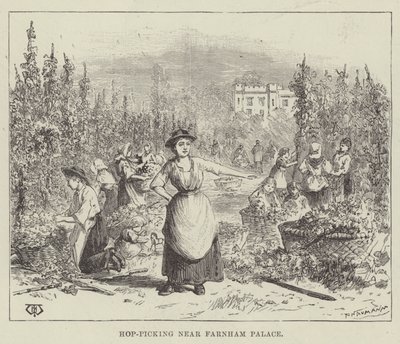 Komlószedés a Farnham Palace közelében alkotó: Thomas Harrington Wilson