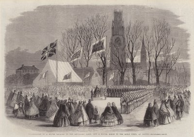 Egy ezüst trombita bemutatása a tüzérhadtestnek és egy ezüst bugle bemutatása a lövészhadtestnek Bostonban alkotó: Thomas Harrington Wilson
