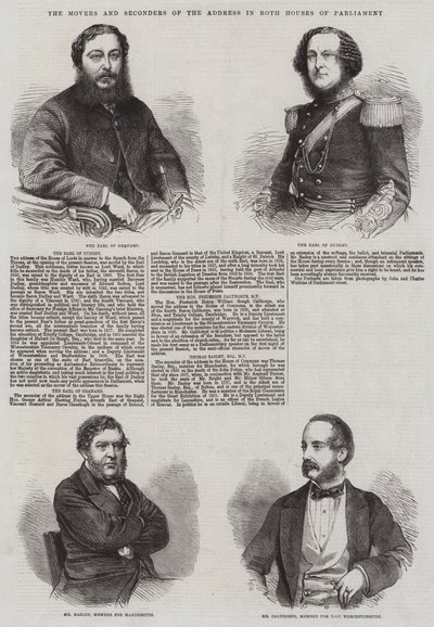 A beszédet a Parlament mindkét házában előterjesztők és támogatók alkotó: Thomas Harrington Wilson