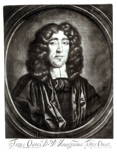 Titus Oates (1649-1705) portréja, R. Thompson metszete alkotó: Thomas Hawker