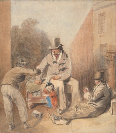 Férfi és gyerekek utcai orgonával és majommal alkotó: Thomas Heaphy