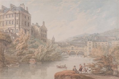 Bath kilátása a Spring Gardensből (wc tollal és szürke tintával, grafittal, szőtt papíron) alkotó: Thomas Hearne