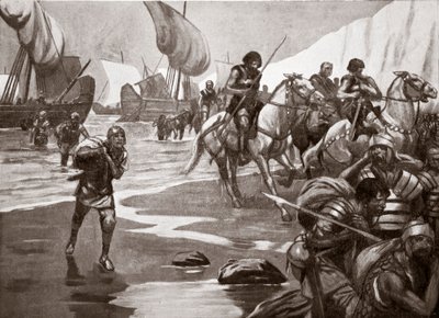 Caesar második partraszállása, i.e. 54, illusztráció a "Hutchinson
