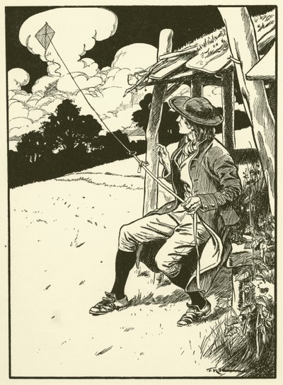 Franklin és sárkánya (metszet) alkotó: Thomas Heath Robinson