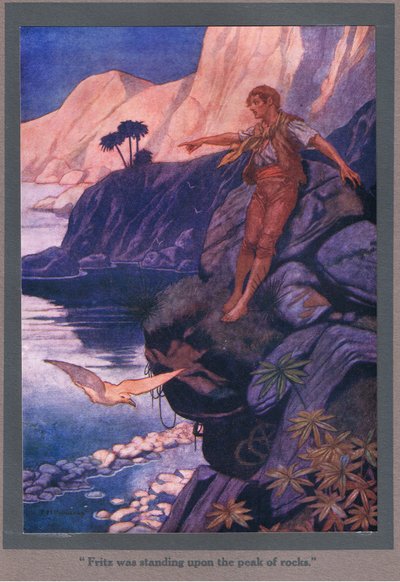 Fritz a sziklák csúcsán állt (színes lithó) alkotó: Thomas Heath Robinson