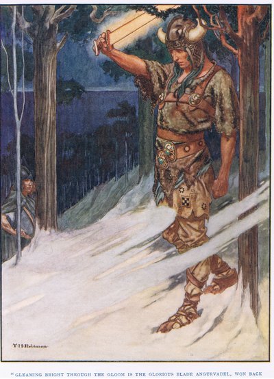 Fehéren ragyog a homályban (litográfia) alkotó: Thomas Heath Robinson